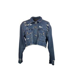 Soft Distressed Denim Cropped Jacket